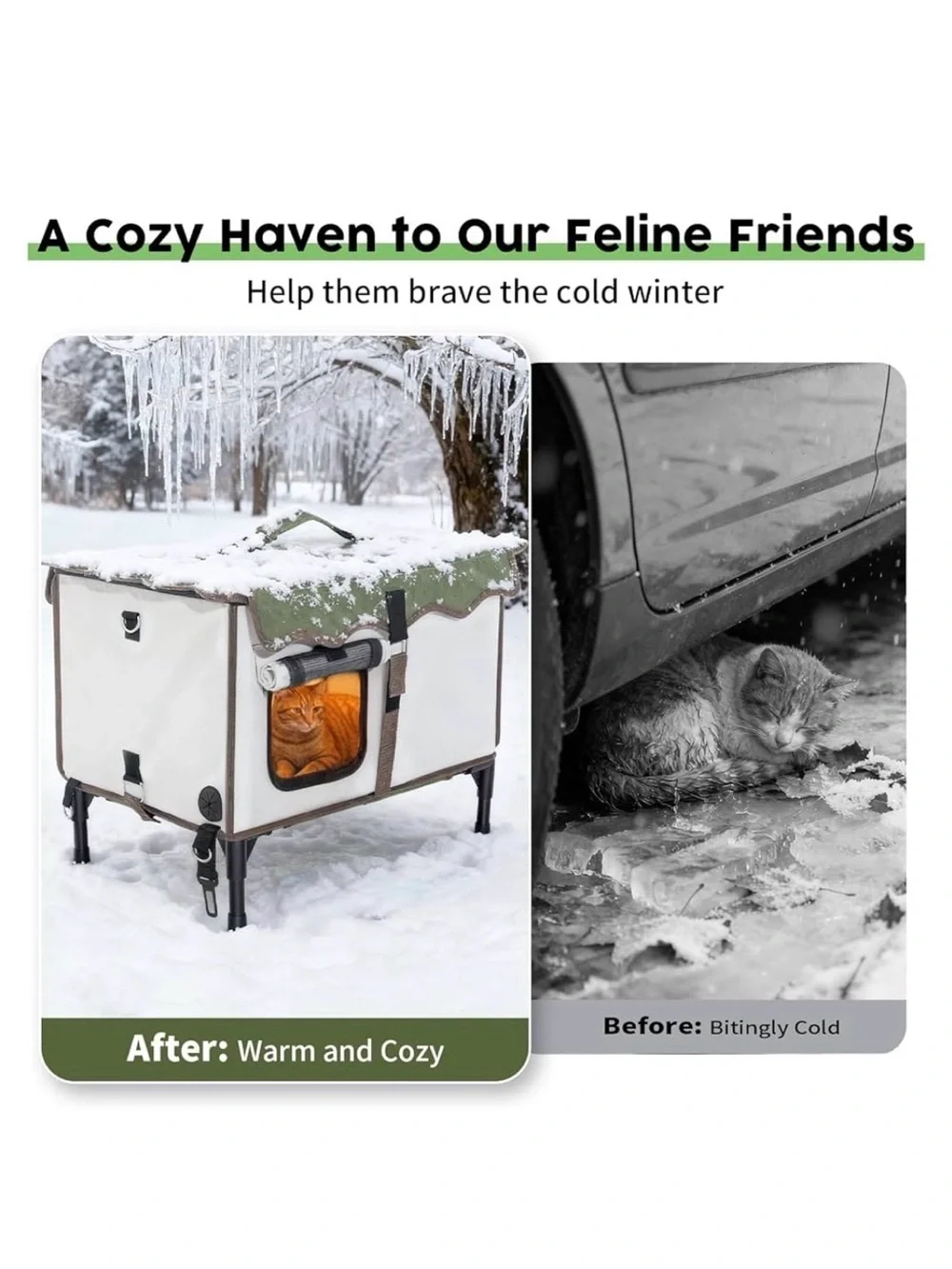 Green Heated Weatherproof Cat House 21×15×13 - New in Box!